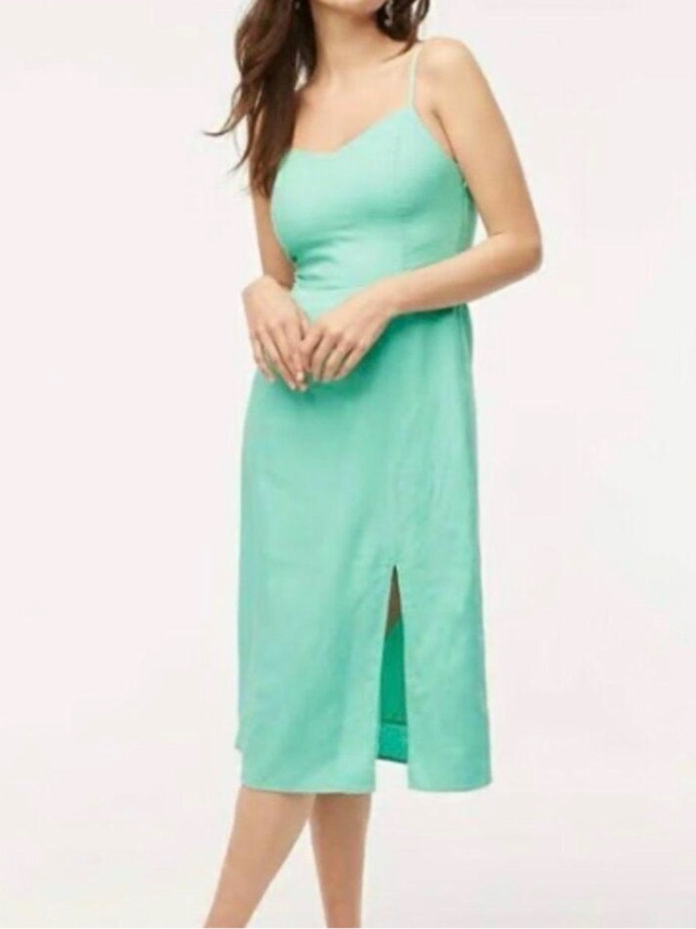 J. Crew linen blend dress color Tiffany blue